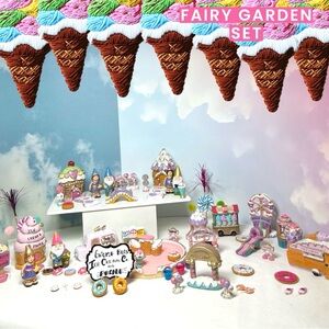 GNOME BROTHERS ICE CREAM CO & ARCADE MINI GNOME VILLAGE / FAIRY GARDEN SET
